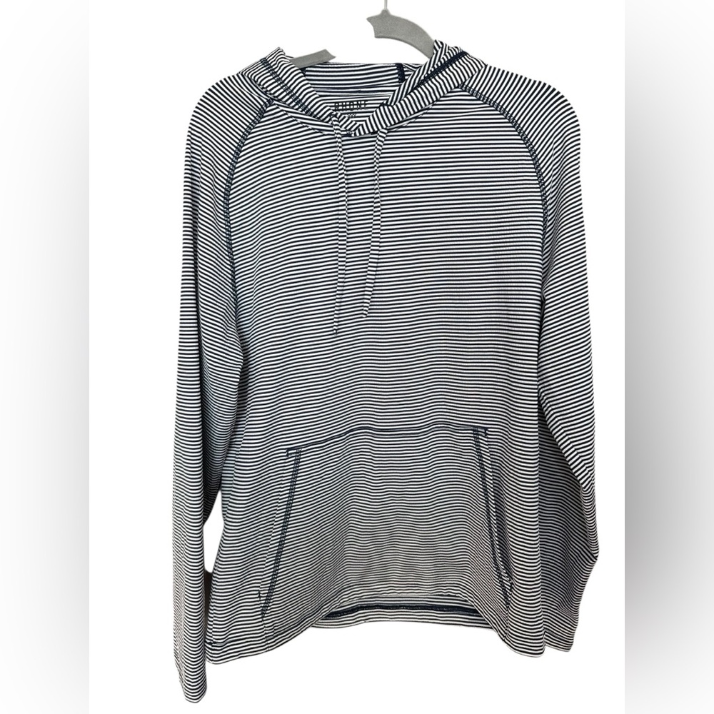 Rhône Seersucker‎ Hoodie in Navy & White stripes size